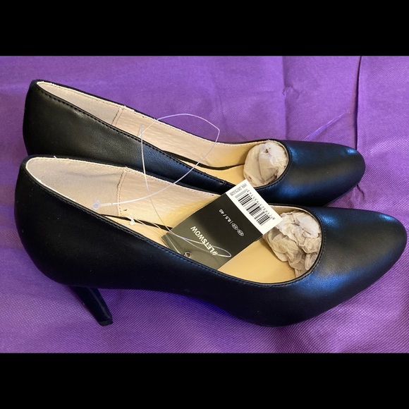 ESMARA BY HEIDI KLUM BLACK LEATHER HEELS / SZ 8.5. NWT. IOB - Picture 3 of 9
